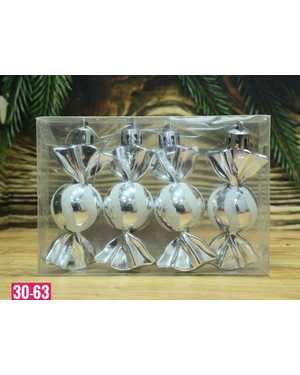 Игрушки для елки, пластик Размер 8см набор 4шт