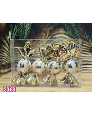 Игрушки для елки, пластик Размер 8см набор 4шт