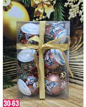 Игрушки для елки, пластик Размер шарики 5см набор 6шт