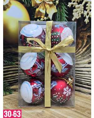 Игрушки для елки, пластик Размер шарики 5см набор 6шт