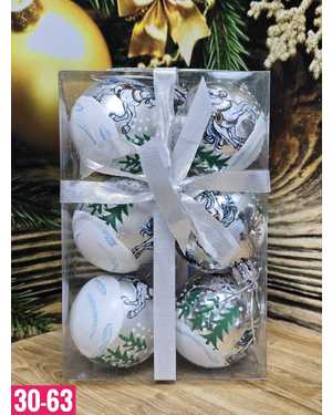 Игрушки для елки, пластик Размер шарики 5см набор 6шт