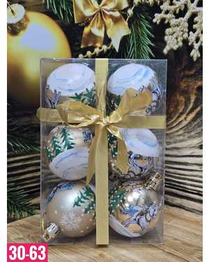 Игрушки для елки, пластик Размер шарики 5см набор 6шт