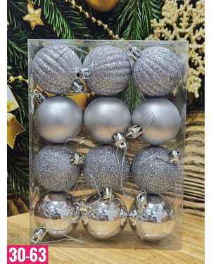 Игрушки для елки, пластик Размер 5см набор 12шт