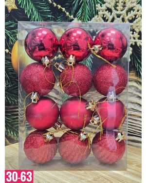 Игрушки для елки, пластик Размер 5см набор 12шт