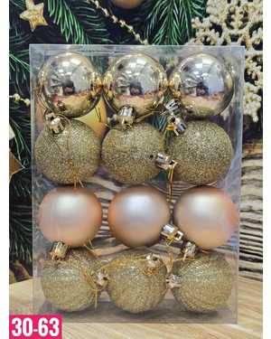 Игрушки для елки, пластик Размер 5см набор 12шт