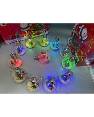 Елочные светящиеся шарики Размер шарики: 6см Упаковка12 штук разные