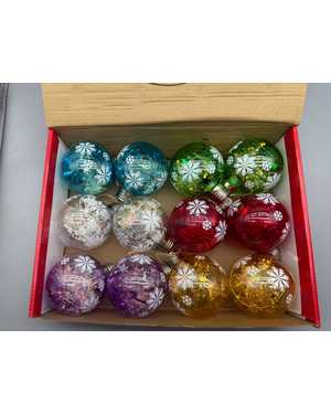 Елочная светящиеся шарики Размер : 6см набор 12 штук