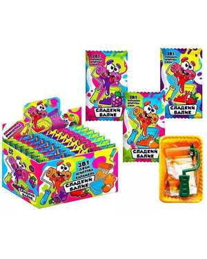 Сладкий валик 3 в 1. Джем, шипучка, карамель В упаковке 20г 24шт