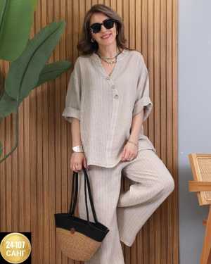 ЖЕНСКИЙ КОСТЮМ ДВОЙКА ТКАНЬ ЛЁНЬ Х/Б