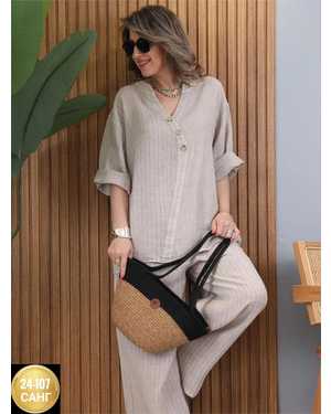 ЖЕНСКИЙ КОСТЮМ ДВОЙКА ТКАНЬ ЛЁНЬ Х/Б