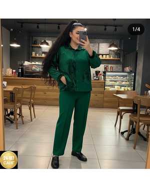 ЖЕНСКИЙ КОСТЮМ ДВОЙКА ТКАНЬ ТРИКОТАЖ + ВЕЛЮР