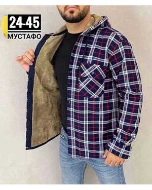 РУБАШКА С КАПЮШОНОМ ТКАНЬ КЛЕТИЧНЫЙ ХБ + МЕХ
