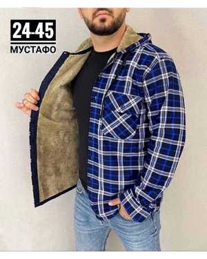 РУБАШКА С КАПЮШОНОМ ТКАНЬ КЛЕТИЧНЫЙ ХБ + МЕХ