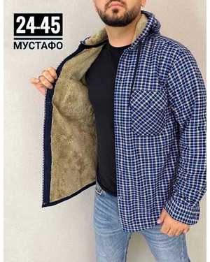 РУБАШКА С КАПЮШОНОМ ТКАНЬ КЛЕТИЧНЫЙ ХБ + МЕХ