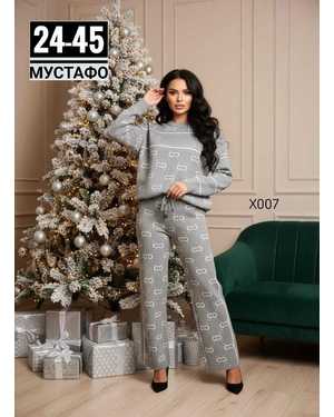 ЖЕНСКИЙ КОСТЮМ ДВОЙКА ТКАНЬ ВЯЗАННЫЙ + СТРАЗ