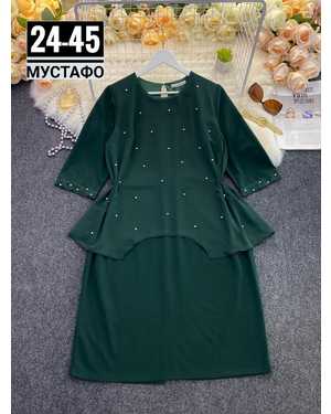 ПЛАТЬЕ ТКАНЬ КРЕП+ШИФОН+ЖЕМЧУГ