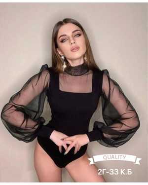 БОДИ В РАЗМЕР ТКАНЬ ОСНОВА СТРЕЙЧЕВЫЙ КРЕП ДАЙВИНГ, ОТДЕЛКА РУКАВА СЕТОЧКА СТРЕЙЧЕВАЯ