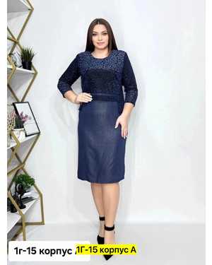 Женское платье. Ткань стрейч катон с напылением велюр