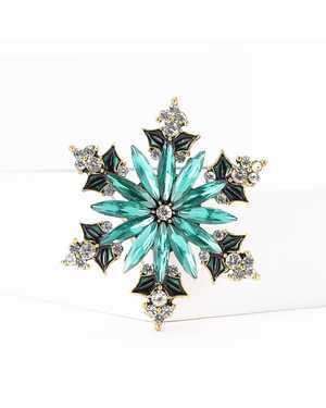 Брошь снежинка со стразами