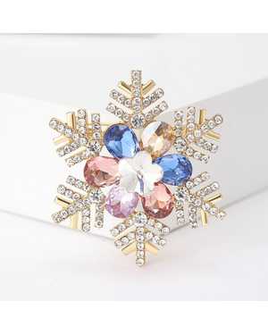 Брошь снежинка со стразами