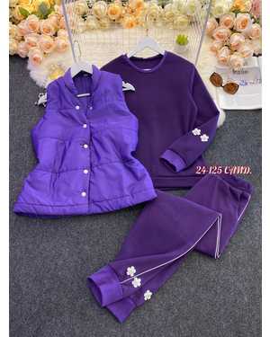 ЖЕНСКИЙ КОСТЮМ ТРОЙКА ТКАНЬ ТКАНЬ ДВОЙКА ТОЛСТОВКА НА ФЛИСЕ, ТКАНЬ ЖИЛЕТКА ПЛАЩЁВКА СИНТЕПОНЕ