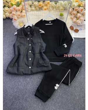 ЖЕНСКИЙ КОСТЮМ ТРОЙКА ТКАНЬ ТКАНЬ ДВОЙКА ТОЛСТОВКА НА ФЛИСЕ, ТКАНЬ ЖИЛЕТКА ПЛАЩЁВКА СИНТЕПОНЕ