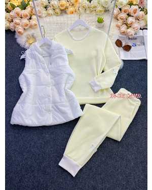 ЖЕНСКИЙ КОСТЮМ ТРОЙКА ТКАНЬ ТКАНЬ ДВОЙКА ТОЛСТОВКА НА ФЛИСЕ, ТКАНЬ ЖИЛЕТКА ПЛАЩЁВКА СИНТЕПОНЕ