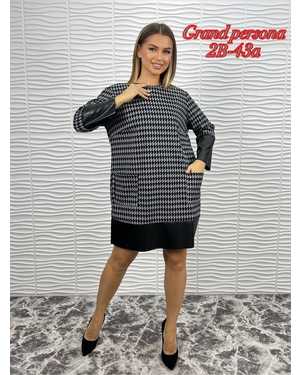 Женское платье-туника. Ткань флория(трикотаж+кожа)