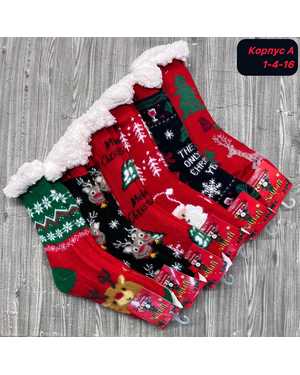 Женские Новогодние носочки Внутри на меху Размер 36-41 В упаковке 12пар