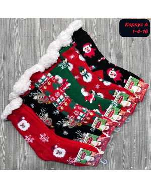 Женские Новогодние носочки Внутри на меху Размер 36-41 В упаковке 12пар