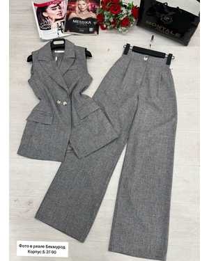 ЖЕНСКИЙ КОСТЮМ ДВОЙКА В РАЗМЕР ТКАНЬ ФРАНЦУЗСКОГО ЛЕН