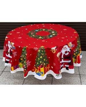 Скатерть новогодняя Велюровая Размер 180 круг