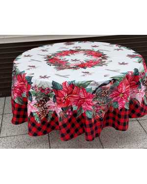 Скатерть новогодняя Велюровая Размер 180 круг