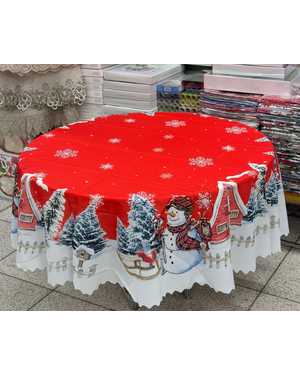 Скатерть новогодняя 100% полиэстер. Размер 180 круг
