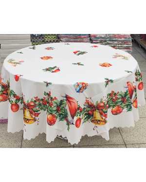 Скатерть новогодняя 100% полиэстер. Размер 180 круг