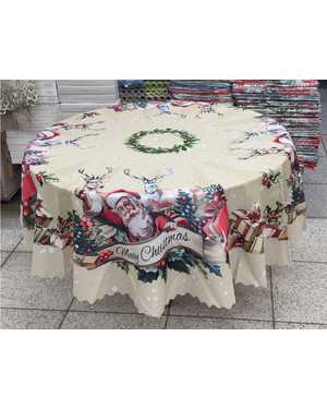 Скатерть новогодняя 100% полиэстер. Размер 180 круг