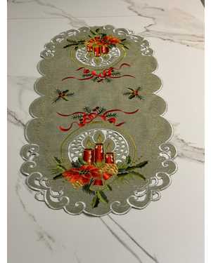 Салфетка новогодняя материал лен с вышивкой Размер 40на90см