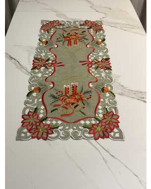 Салфетка новогодняя материал лен с вышивкой Размер 40на90см