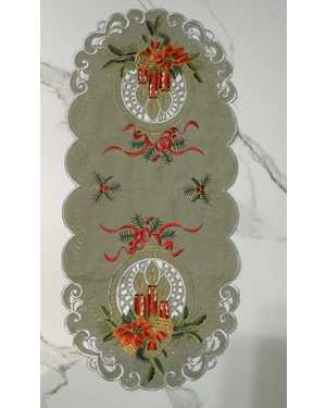 Салфетка новогодняя материал лен с вышивкой Размер 40на90см