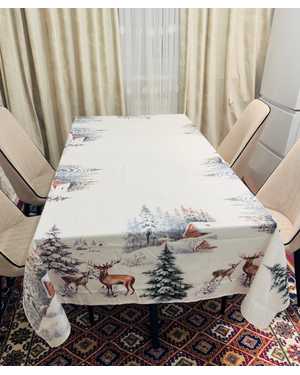 Скатерть новогодняя Велюровая Размер 150 на 220см