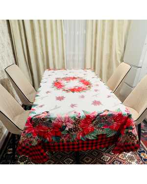 Скатерть новогодняя Велюровая Размер 150 на 220см