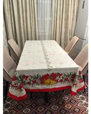 Скатерть новогодняя Велюровая Размер 150 на 220см
