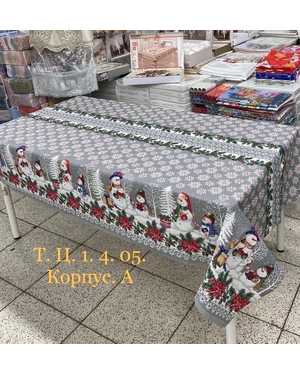 Скатерть новогодняя китайский лен Размер 150 на 220см