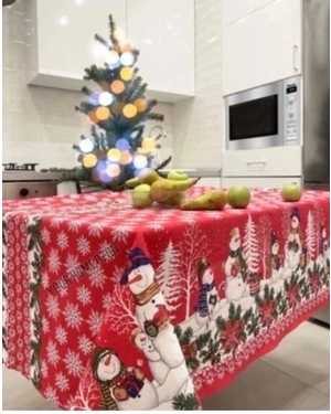 Скатерть новогодняя китайский лен Размер 150 на 220см