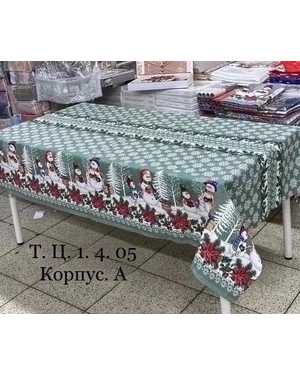 Скатерть новогодняя китайский лен Размер 150 на 220см
