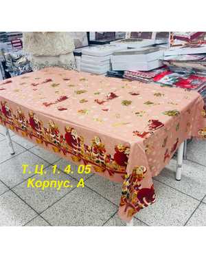 Новогодняя скатерть клеенка На Тканевой основе Размер 140на220см