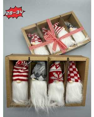 Елочная игрушка набор 4 штук гномов 10см