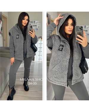 Женский костюм тройка Ткань: плотный флис (жилет барашек с подкладкой)