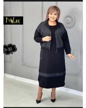 ЖЕНСКИЙ КОСТЮМ ДВОЙКА ТКАНЬ КРЕПУН, ТРИКОТАЖ