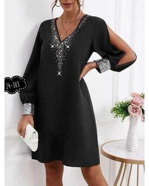 ПЛАТЬЕ ТКАНЬ КРЕПУН С СТРАЗЫ